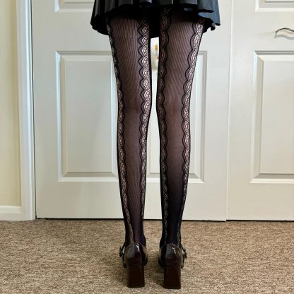 Black vintage lace pantyhose - Image 4