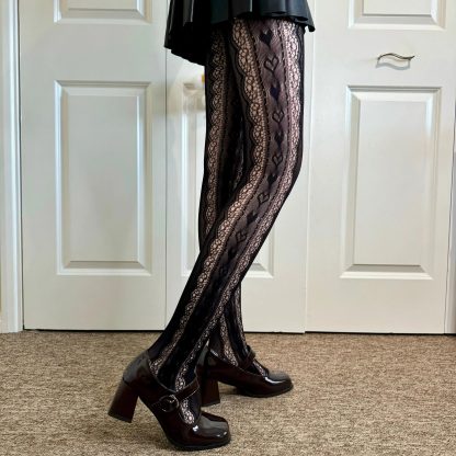 Black vintage lace pantyhose - Image 3