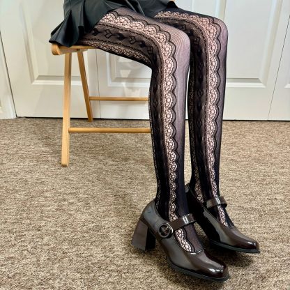 Black vintage lace pantyhose - Image 2