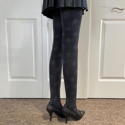 High-grade gray diamond pattern tights - Image 9