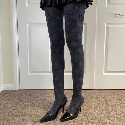 High-grade gray diamond pattern tights - Image 8