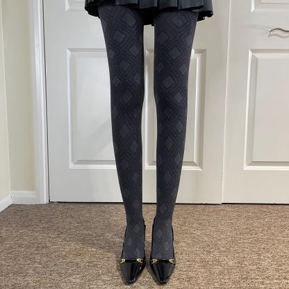 High-grade gray diamond pattern tights - Image 7