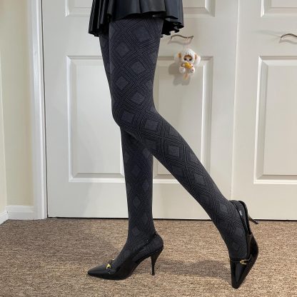 High-grade gray diamond pattern tights - Image 2