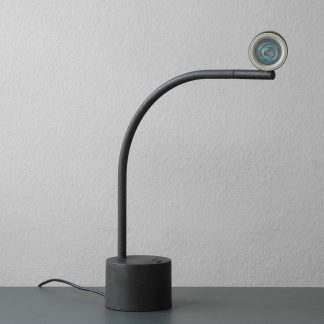 Matte black arc table lamp
