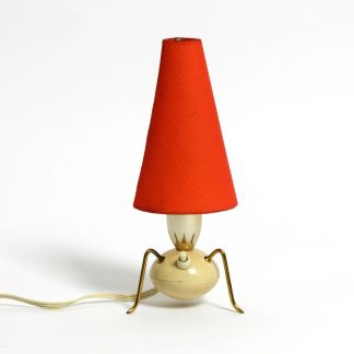 Red tall cone lampshade table lamp
