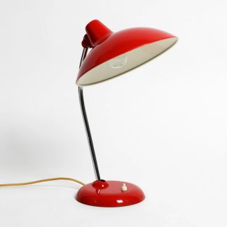 Red disc-shaped lampshade table lamp