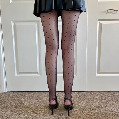 Black bottom red polka dot mesh pantyhose - Image 4