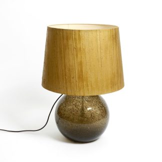 Amber glass globe table lamp