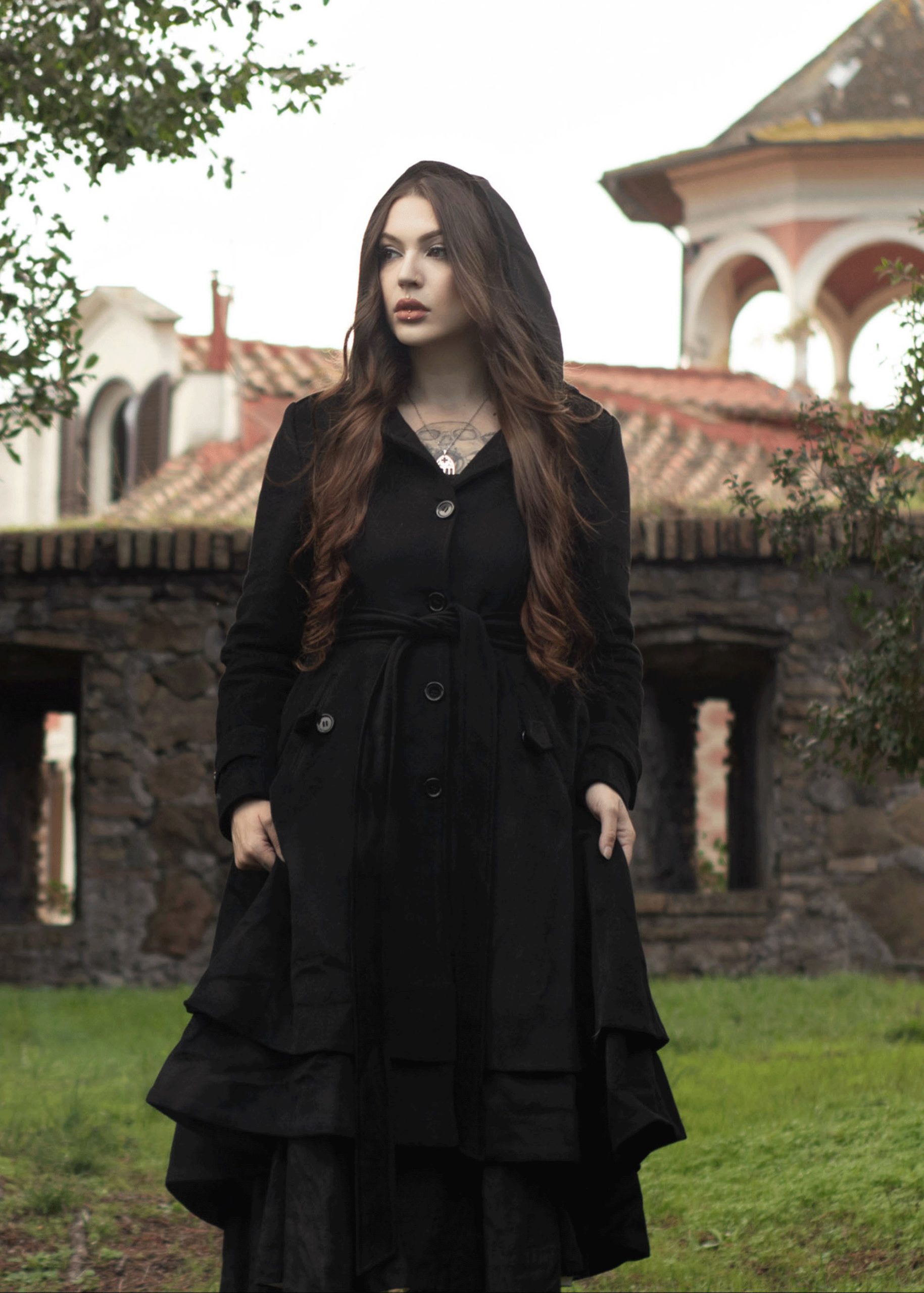 Black Layered Hem Tunic Coat - Image 5