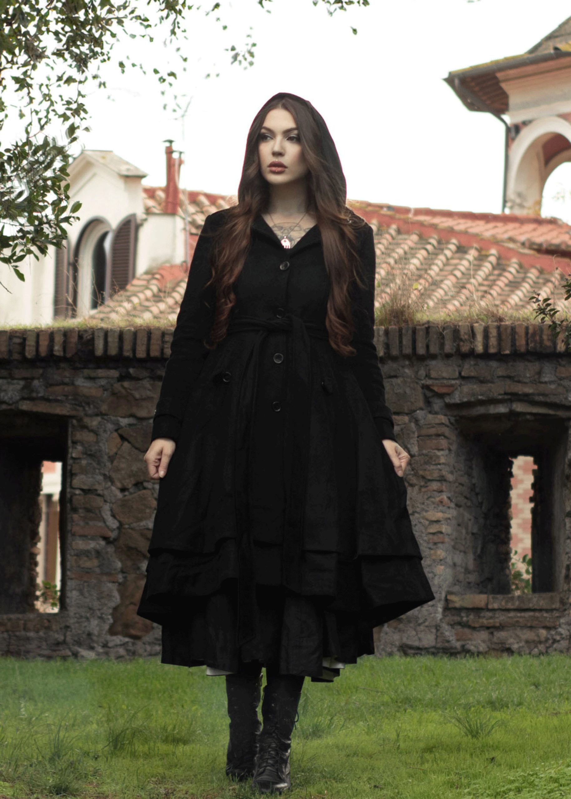 Black Layered Hem Tunic Coat - Image 4