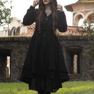 Black Layered Hem Tunic Coat