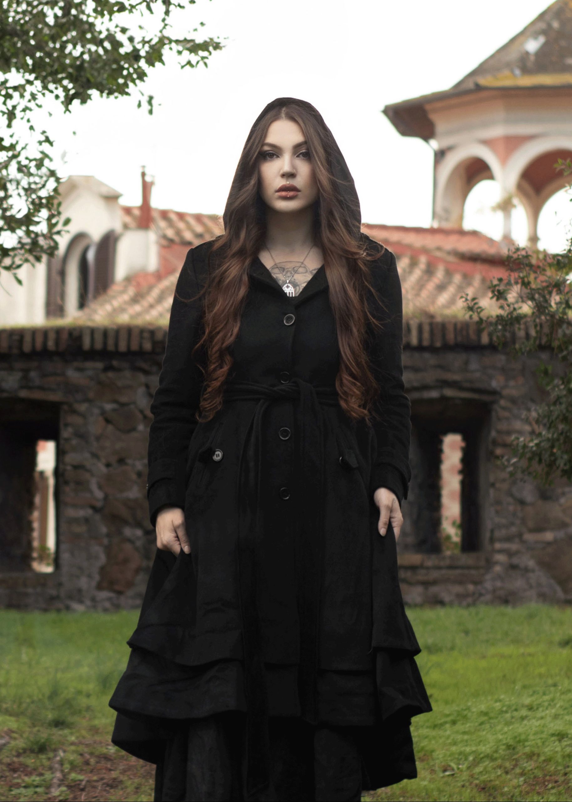 Black Layered Hem Tunic Coat - Image 2