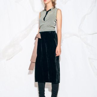 velvet wrap midi skirt