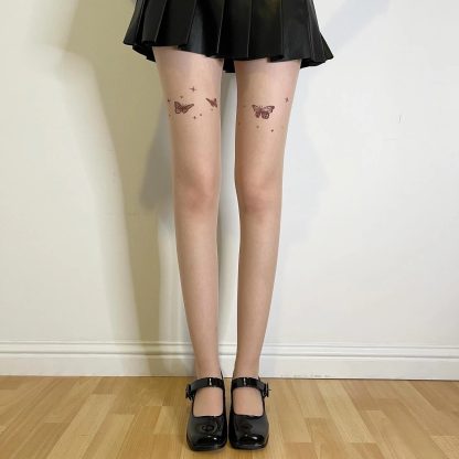 Light skin butterfly print pantyhose - Image 8