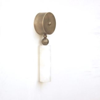 Brass Rosette and Alabaster Column Wall Light