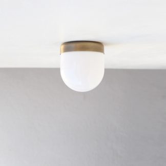 Brass Base and Opal Capsule Mini Wall Lamp