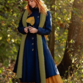 Royal Blue Asymmetric Button Slim Flare Coat