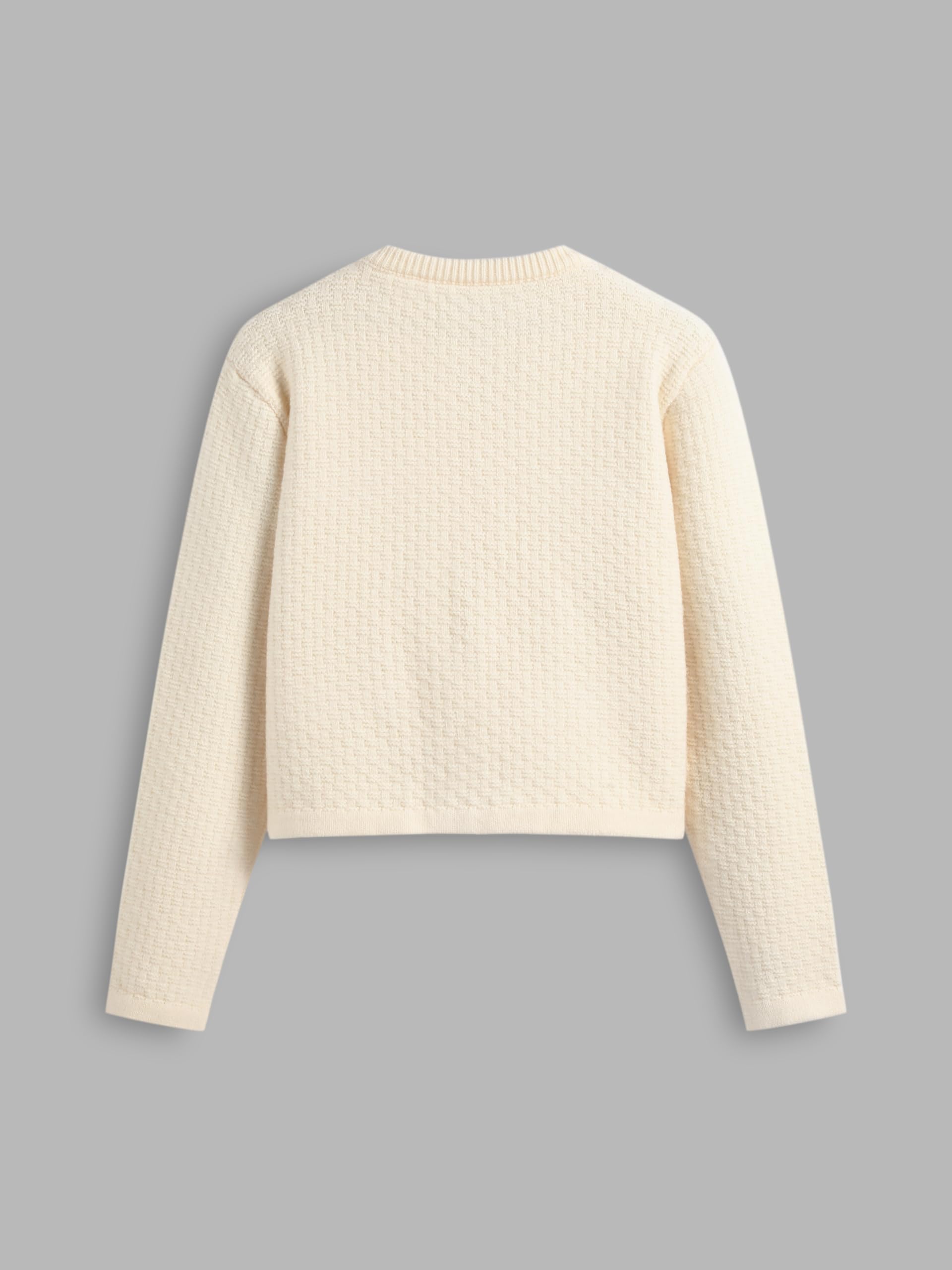 Cream-colored four-pocket terry knit cardigan - Image 7