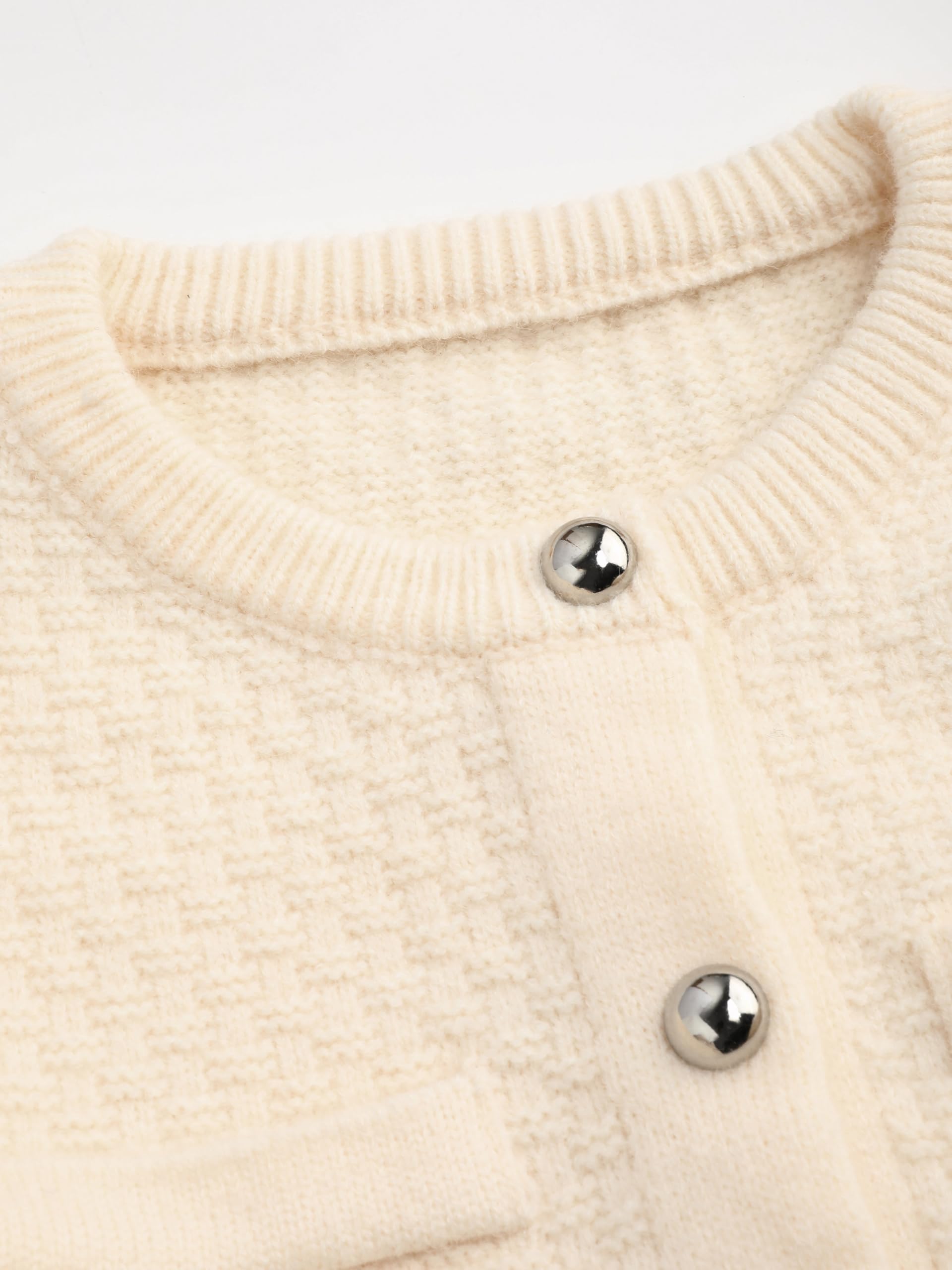 Cream-colored four-pocket terry knit cardigan - Image 5