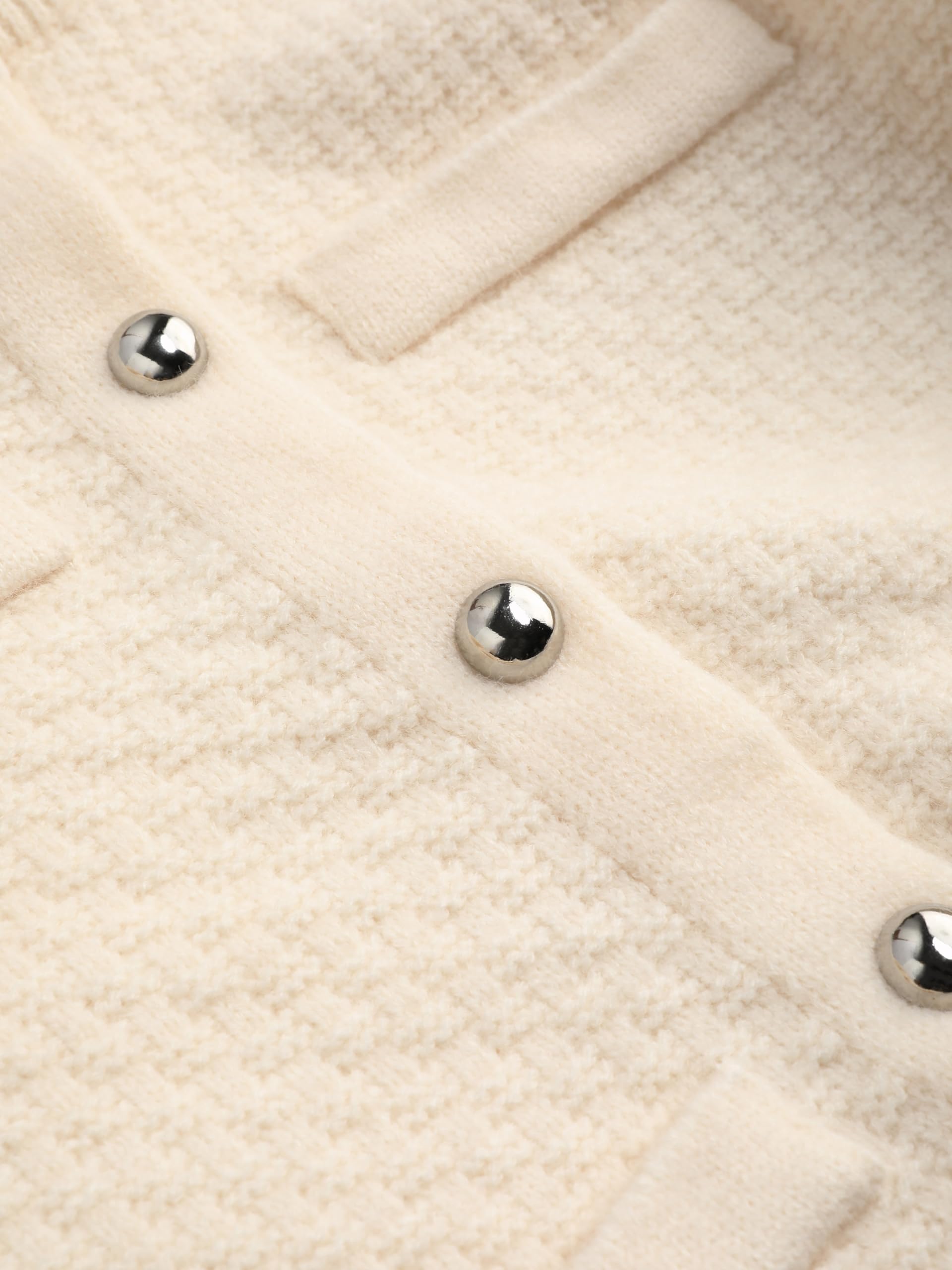 Cream-colored four-pocket terry knit cardigan - Image 4