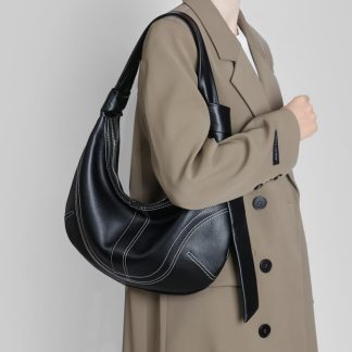 Black crescent-shaped shoulder bag