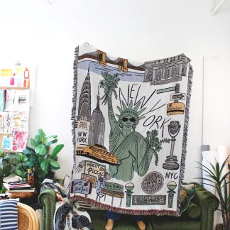 New York City Landmark Jacquard Tassel Blanket