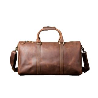 Retro coffee barrel-shaped weekend travel bag