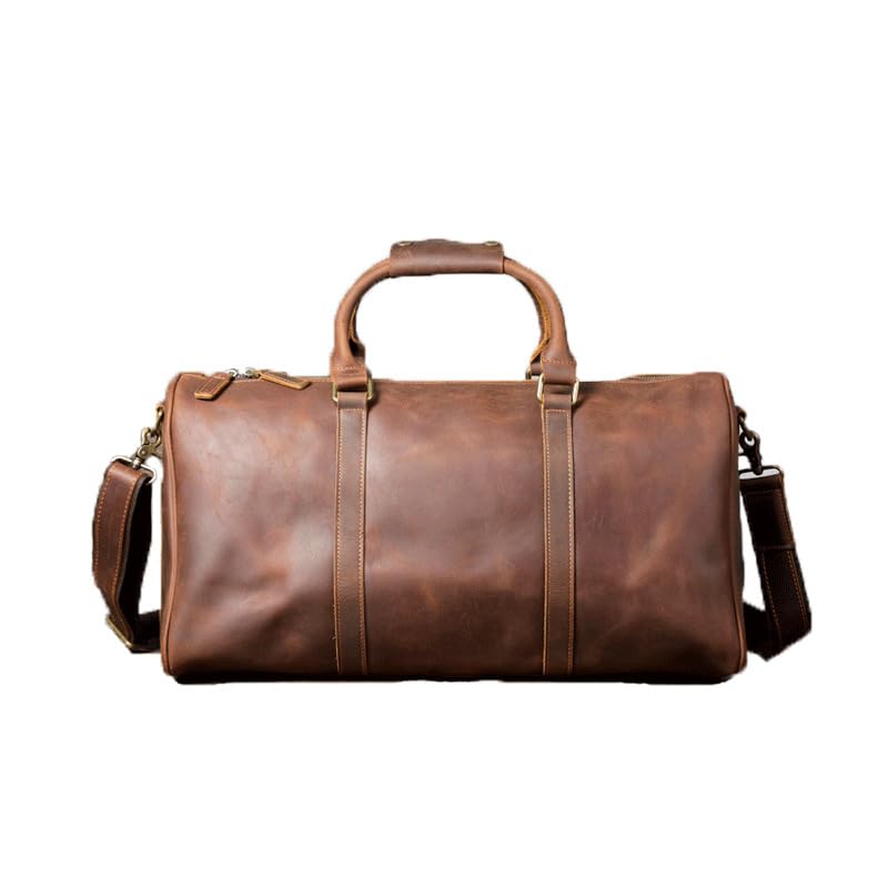 Retro coffee barrel-shaped weekend travel bag