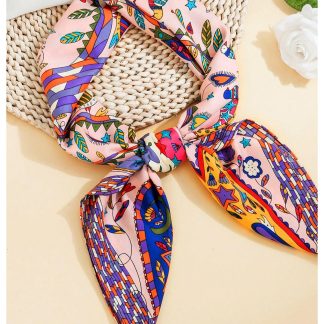 Bohemian peach pink printed square scarf