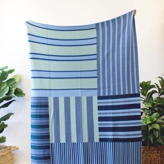 Modern striped patchwork jacquard blanket