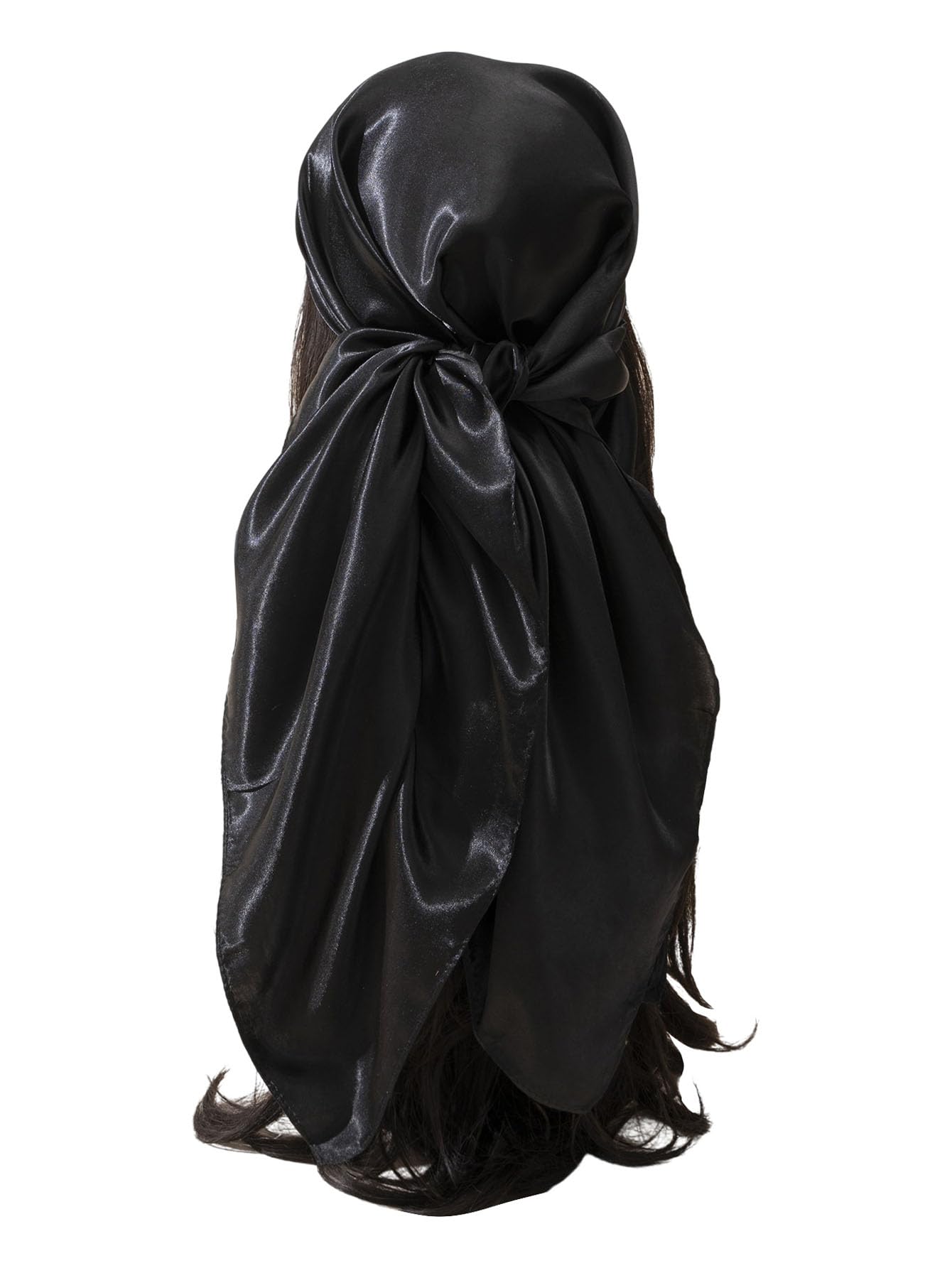 Satin Black Shawl Scarf - Image 3