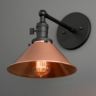 Adjustable copper cone wall lamp