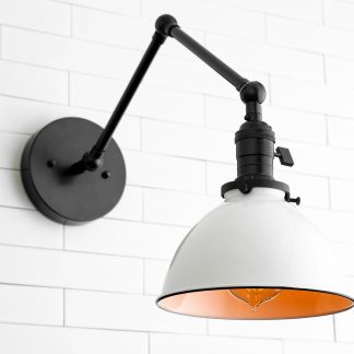 Adjustable enamel dome wall lamp
