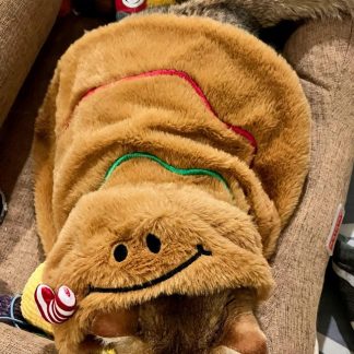 Adorable gingerbread man pet wrap suit