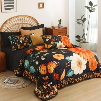 Autumn Floral Three-Piece Quilt Set