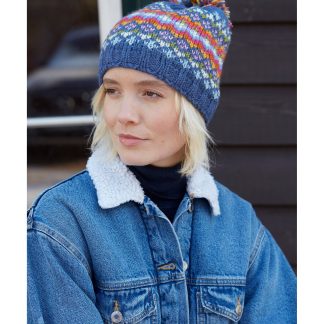 Alpine Fair Isle pom-pom knit hat