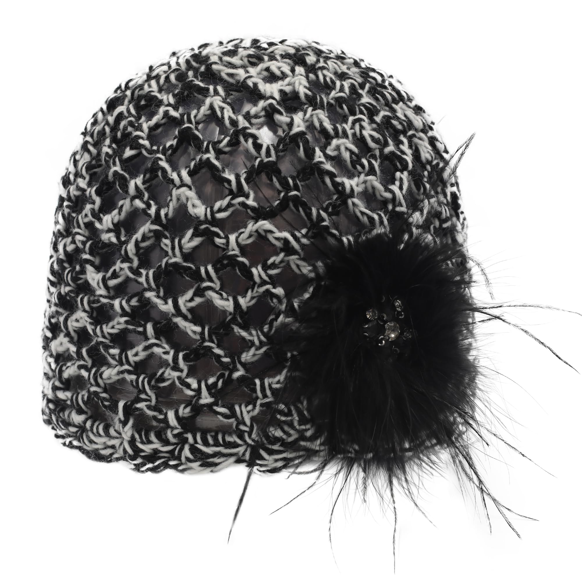 Black and white crochet wool hat - Image 6