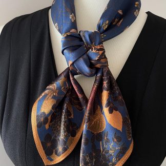 Blue and Gold Brocade Elegant Floral Handkerchief