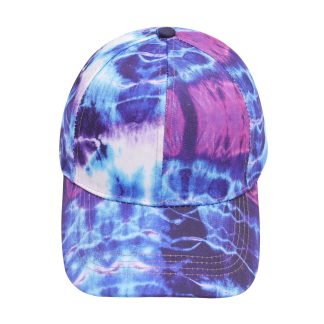 Blue and purple tie-dye art style baseball cap