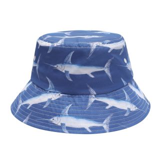 Blue swordfish print fisherman's hat