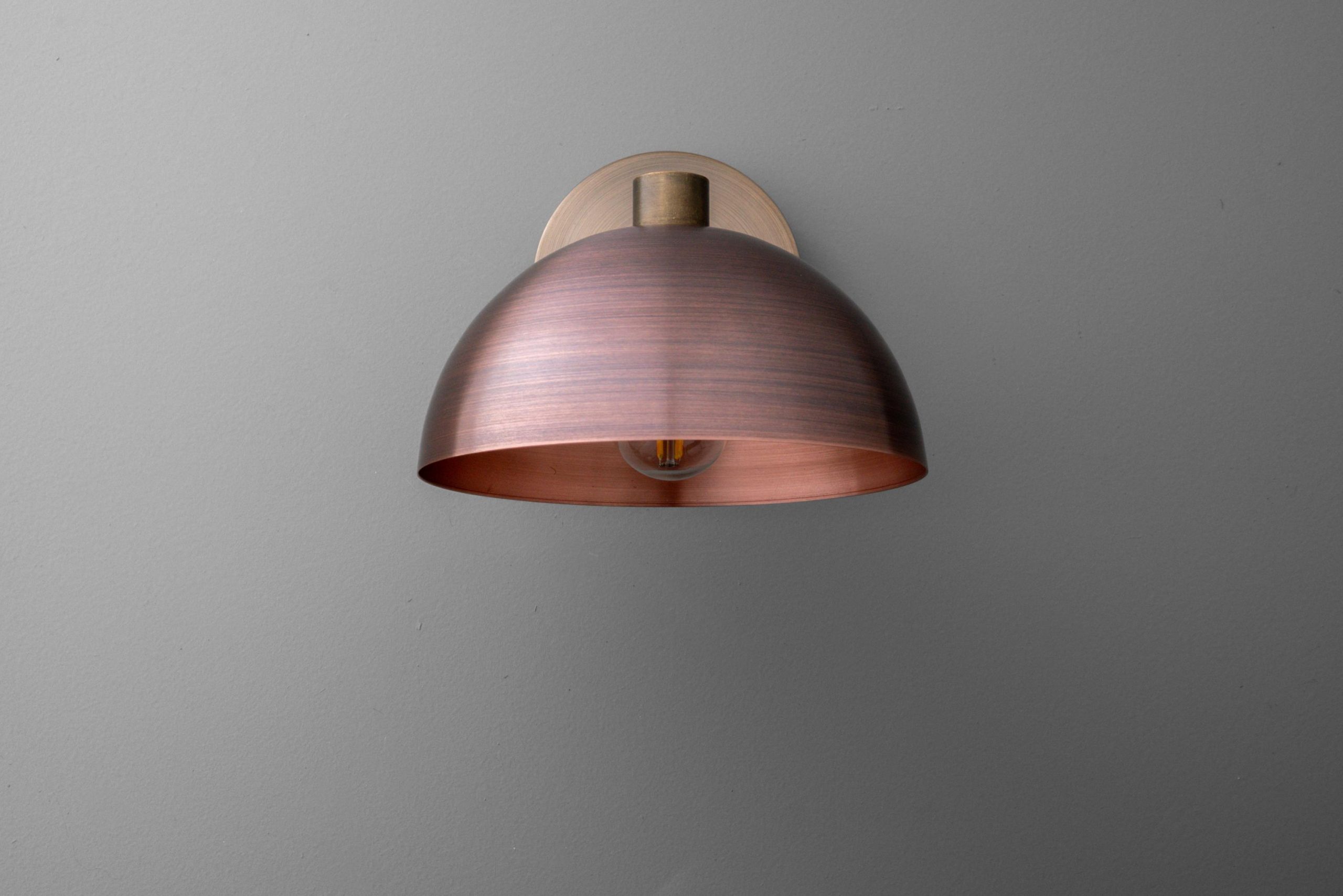 Brushed copper dome wall lamp - Image 4