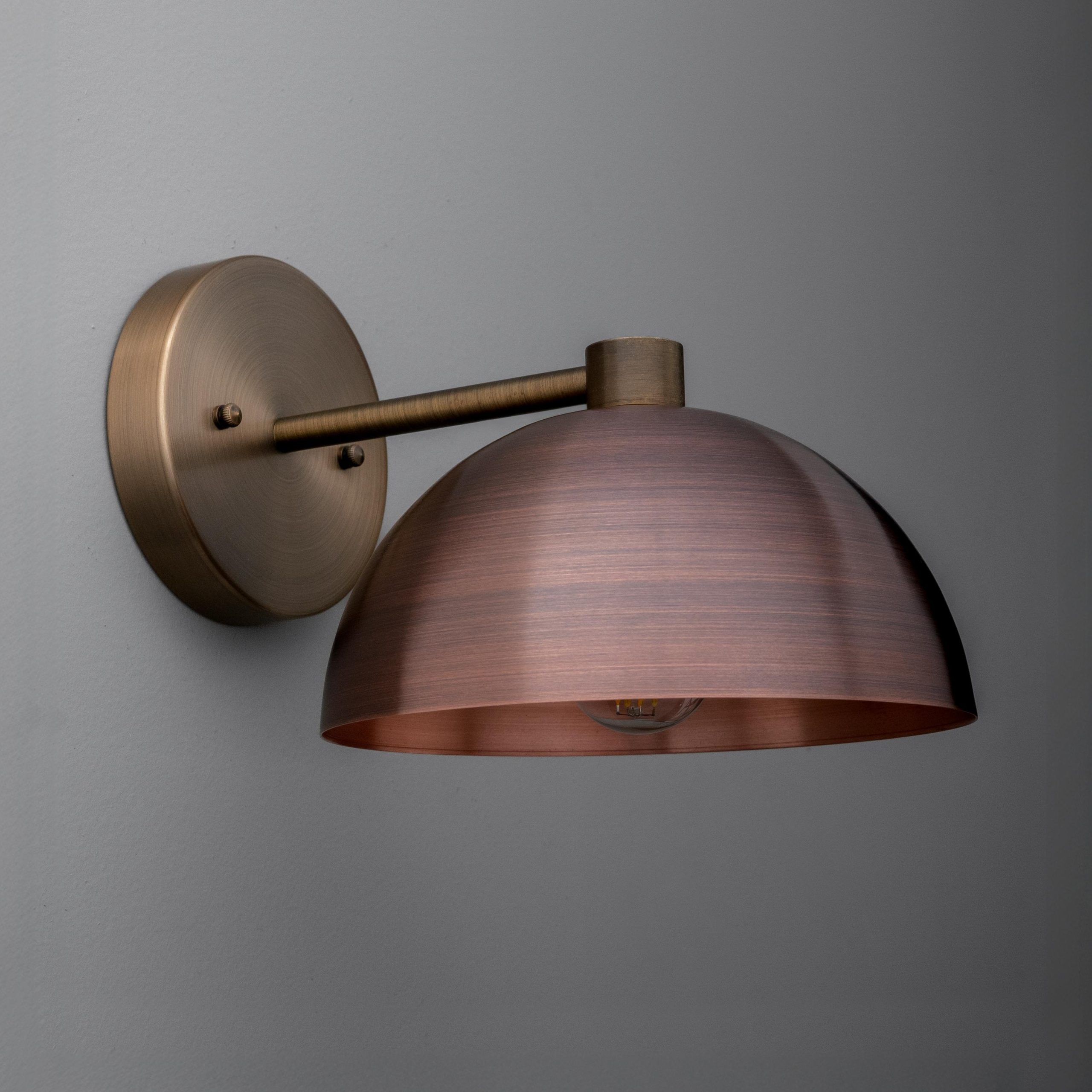 Brushed copper dome wall lamp - Image 2
