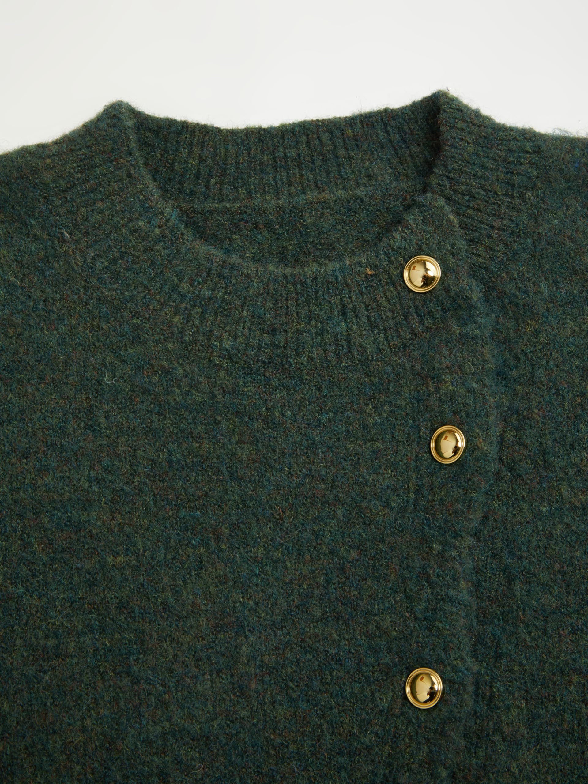 Dark green asymmetrical button-down crew neck cardigan - Image 5