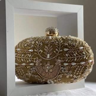 Embroidered Gold Bead Royal Clutch