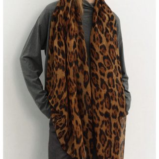 Leopard print long scarf