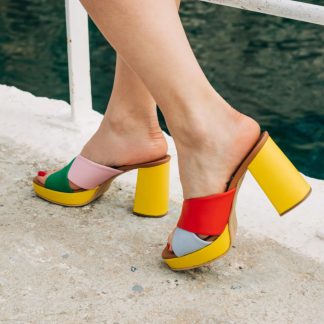 Carnival Color Block Platform Mules