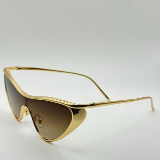 Cat-eye wing-shaped gold metal frame sunglasses