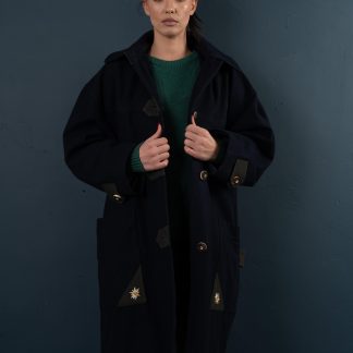 Practical hooded wool coat