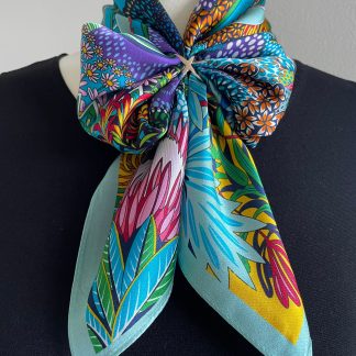 Colorful animal and plant patterned square scarf