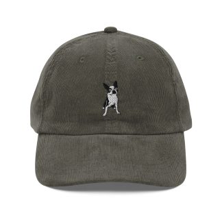 Corduroy Boston Terrier Embroidered Baseball Cap